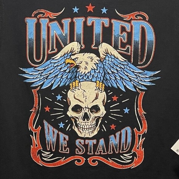 CELEBRATE PATRIOTIC Black Muscle Shirt Men's Large (42-44) Skulls Eagle NWT - Picture 3 of 12